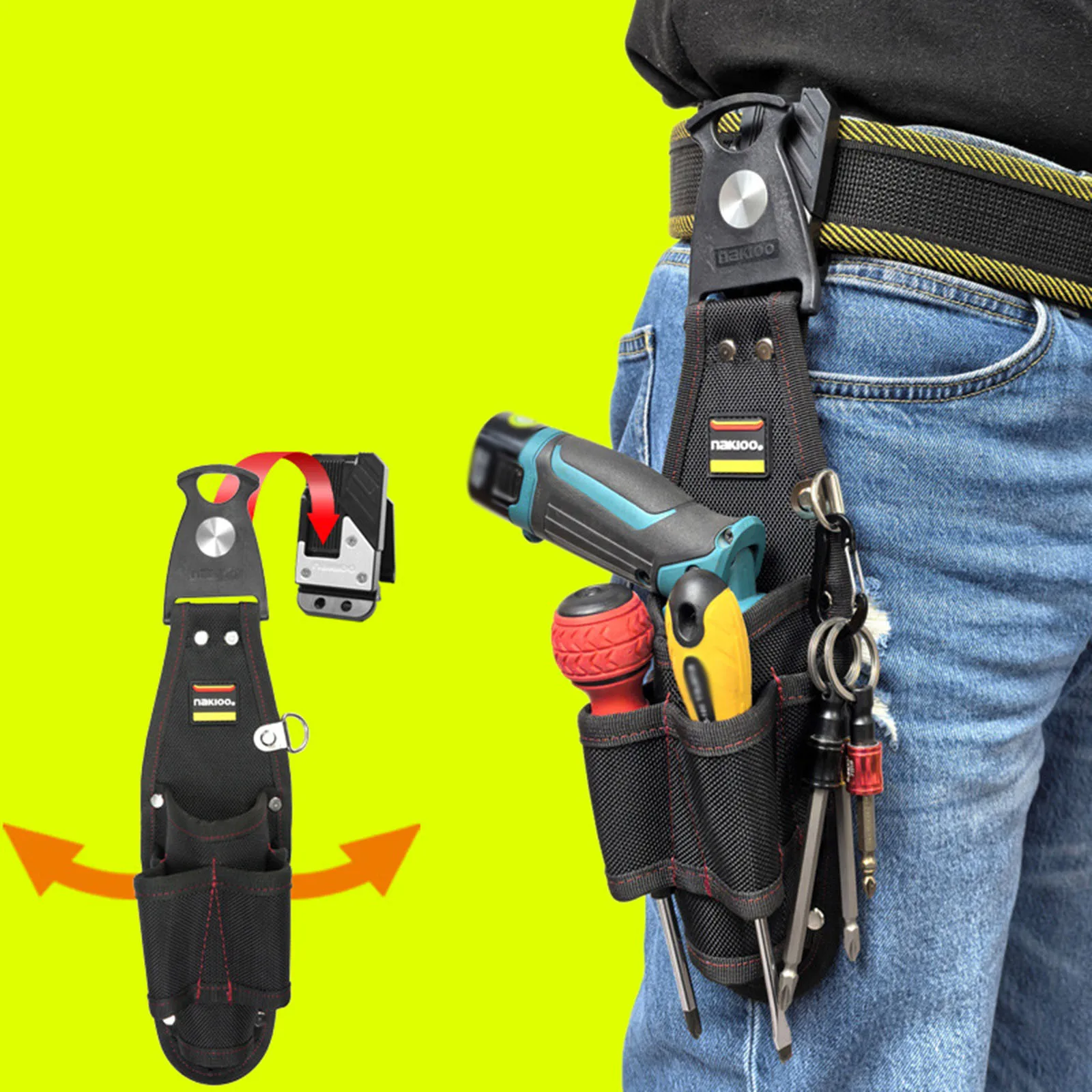 

Органайзер для ремня для инструментов, вращающаяся боковая сумка для ремня, поясная сумка для хранения электрика, портативная сумка для инструментов для подрядчика, крыши, сантехников, работников