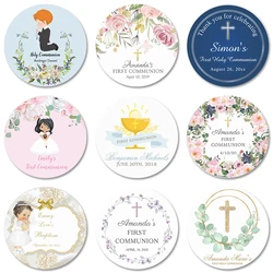 Personalized Name First Communion Favor Labels,First Communion Stickers,Waterproof 1.5~3inch First Holy Communion Labels Sticker