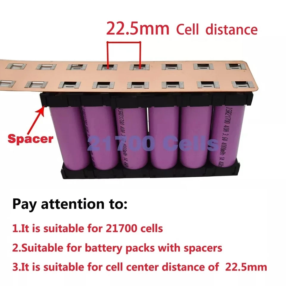 Wellgo Lithium Battery Copper Nickel Composite Busbar Connectors, High Current, for 21700 Battery Packs