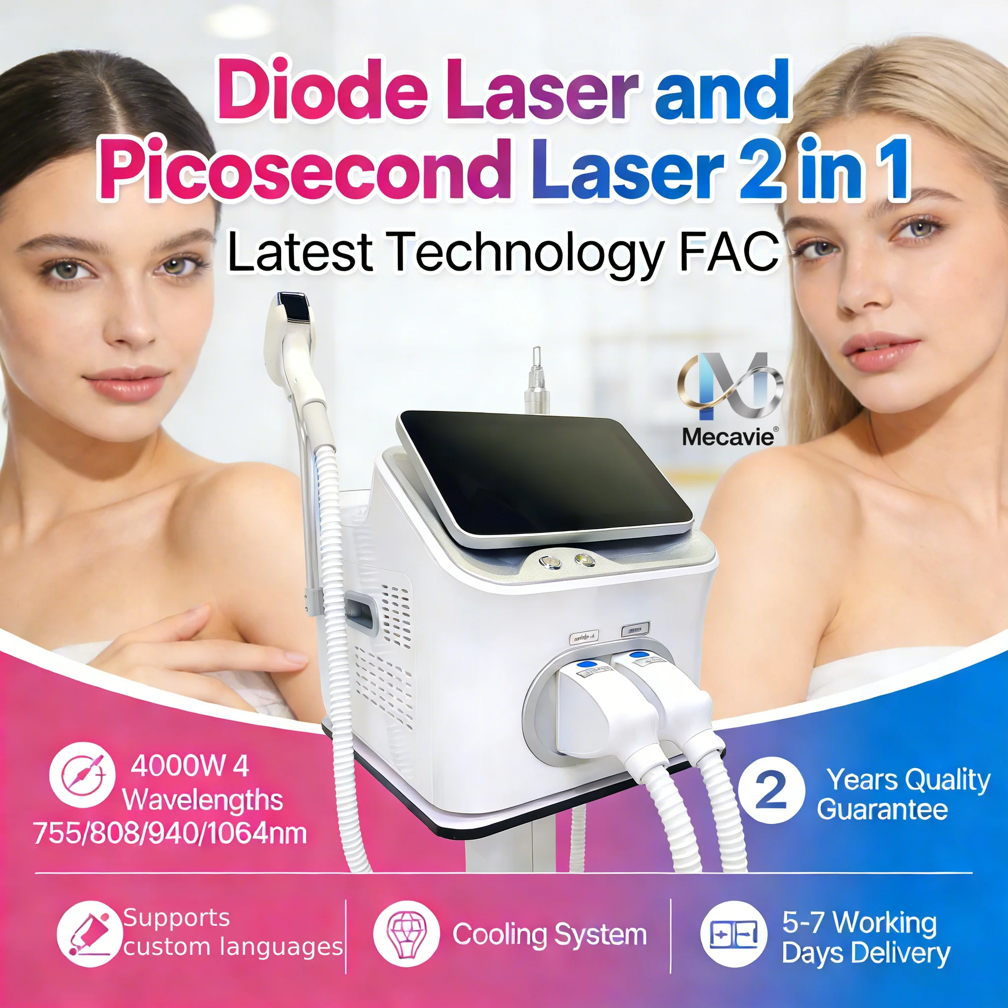 2026 New Soprano Ice 4000W Diode & Pico Laser Multi-Wavelength Beauty Equipment Professional Permanent Hair Removal Tattoo