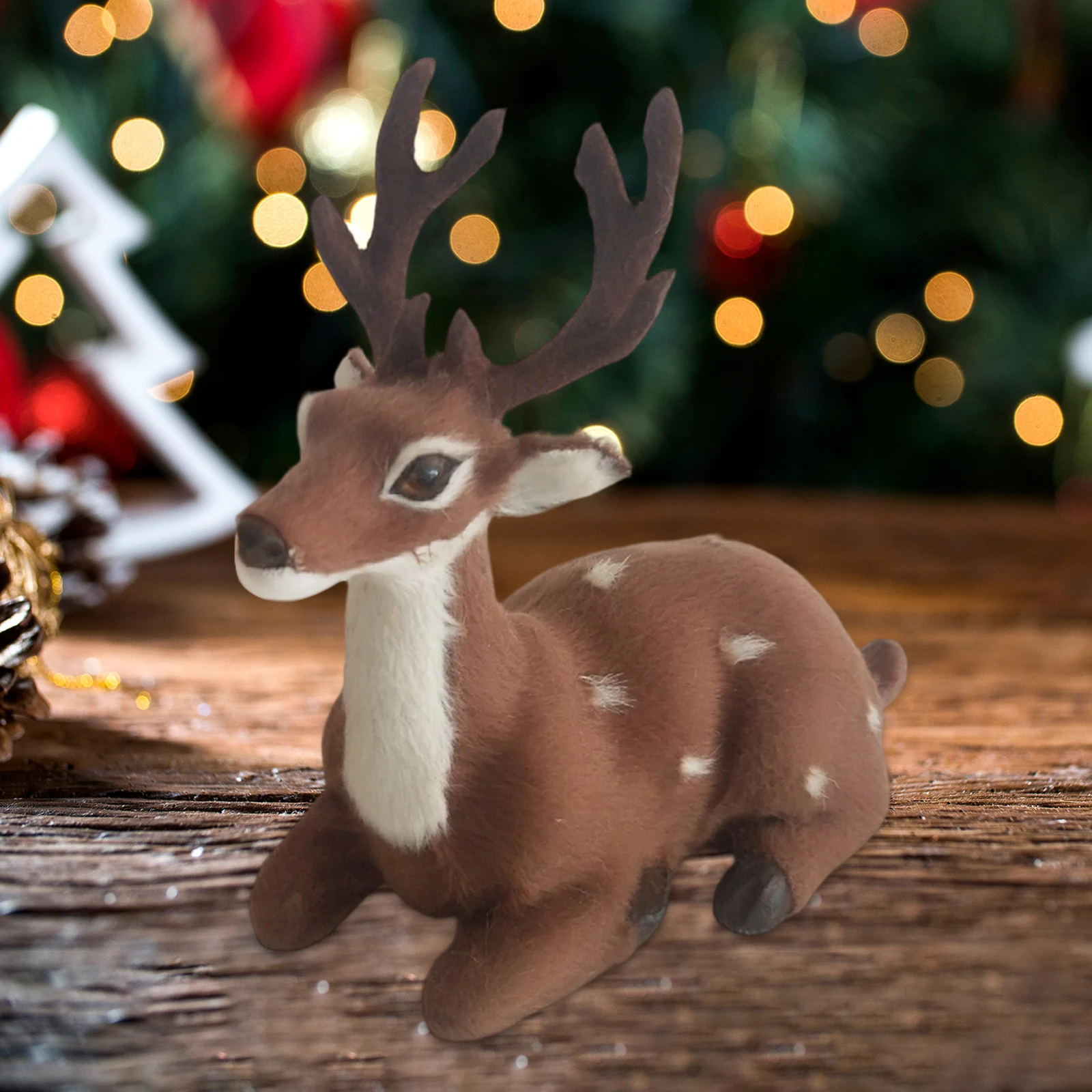Simulation Lying Christmas Sika Artificial Deer Reindeer Fairy Garden Miniatures Prop Animal Model Figurine Shop Window Showcase