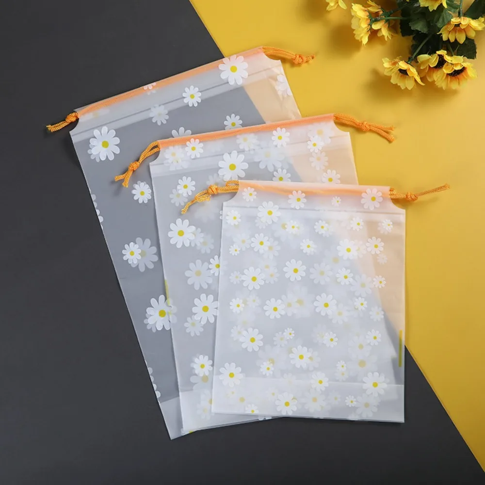 Bear Drawstring Bag Simple Transparent EVA Frosted Drawstring Pouch Semi Transparent Storage Bag for Daily Organizer