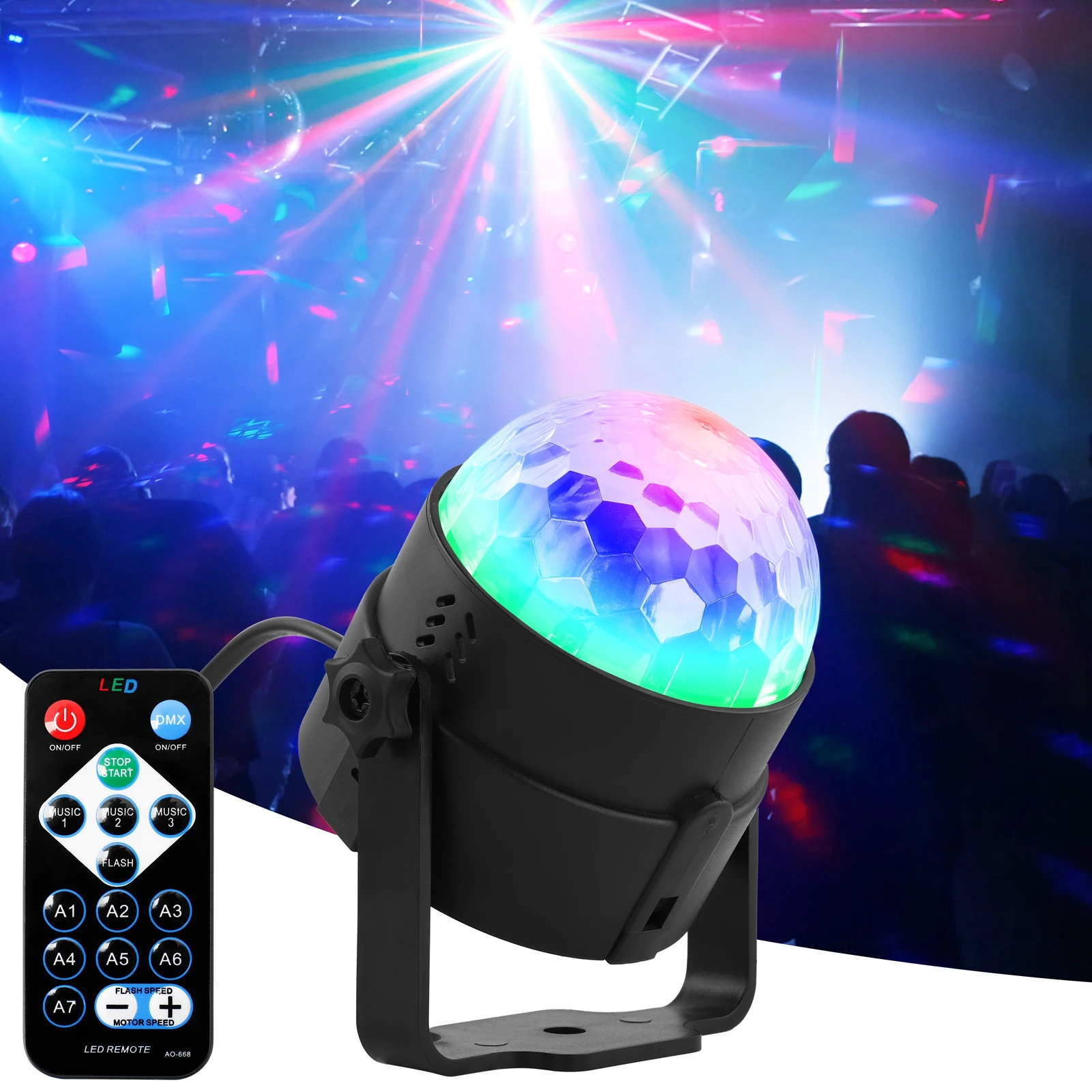 3 LED Magic Ball Light Rotating Stage Light with Remote Control Effect Atmosphere Lamp for Concert Club Party DJ Show Lamp