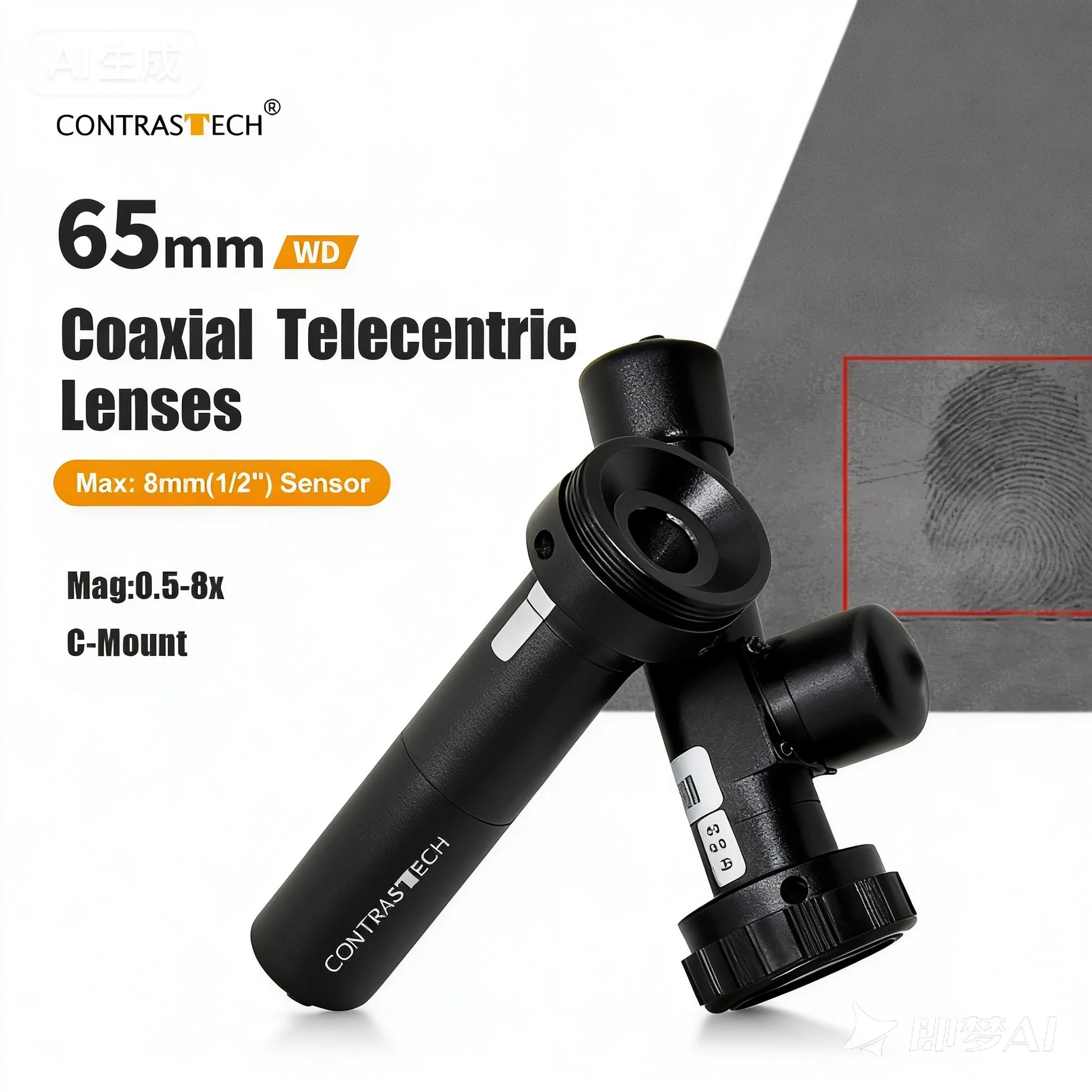 CLW3-ST Coaxial Telecentric Lens High Resolution C-mount WD 65mm 3.0X 0.5X 8X  For Machine Vision CCD Cameras ContrasTech