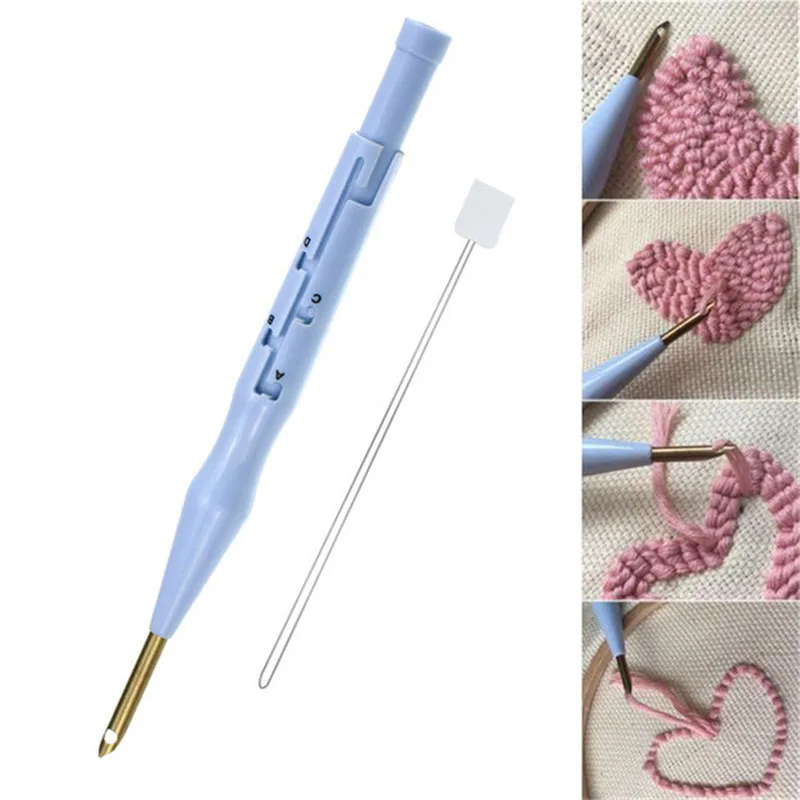 1 pz regolabile Punch Needle ricamo feltro di lana Craft strumenti per colpire penna fai da te Magic Carpet Hook cucito strumenti per cucire a maglia