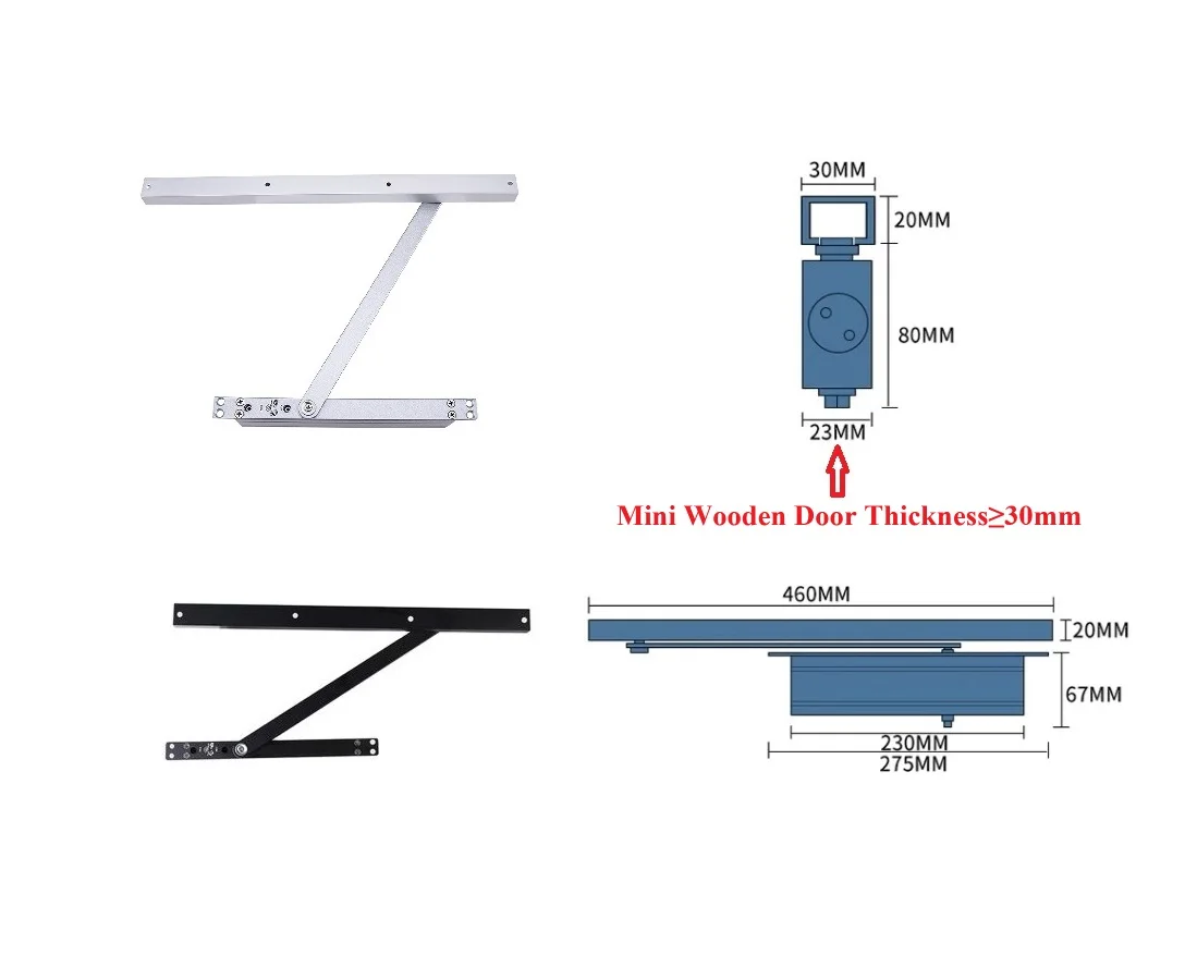 1Pc Overhead Concealed Door Closer Non-Hand 2 Stages Speed Adjustment Silver Matte Black