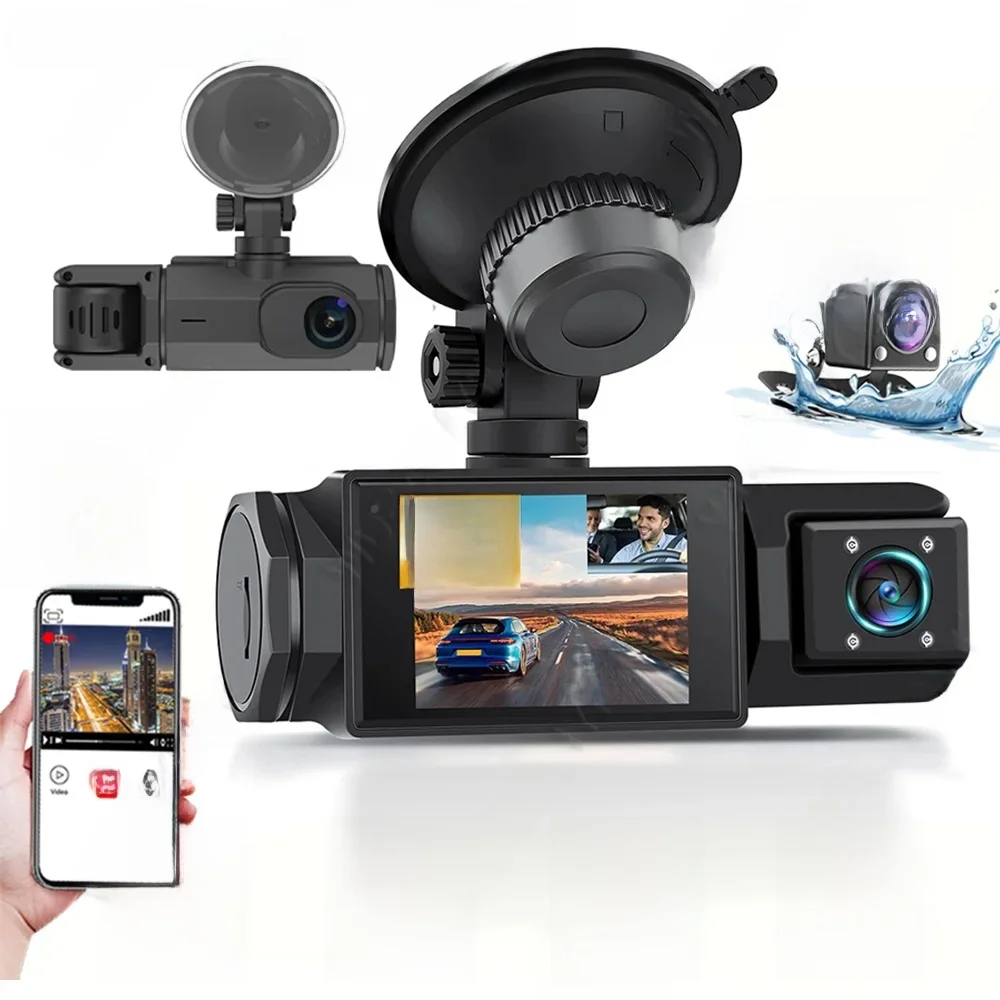 Caméra de Tableau de Bord pour Voiture, Enregistreur Vidéo 1080P, WIFI, DVR, Vue Avant et Arrière, Vision Nocturne,dashcam voiture，caméra de recul，caméra voitures enregistreur Boîte Noire,