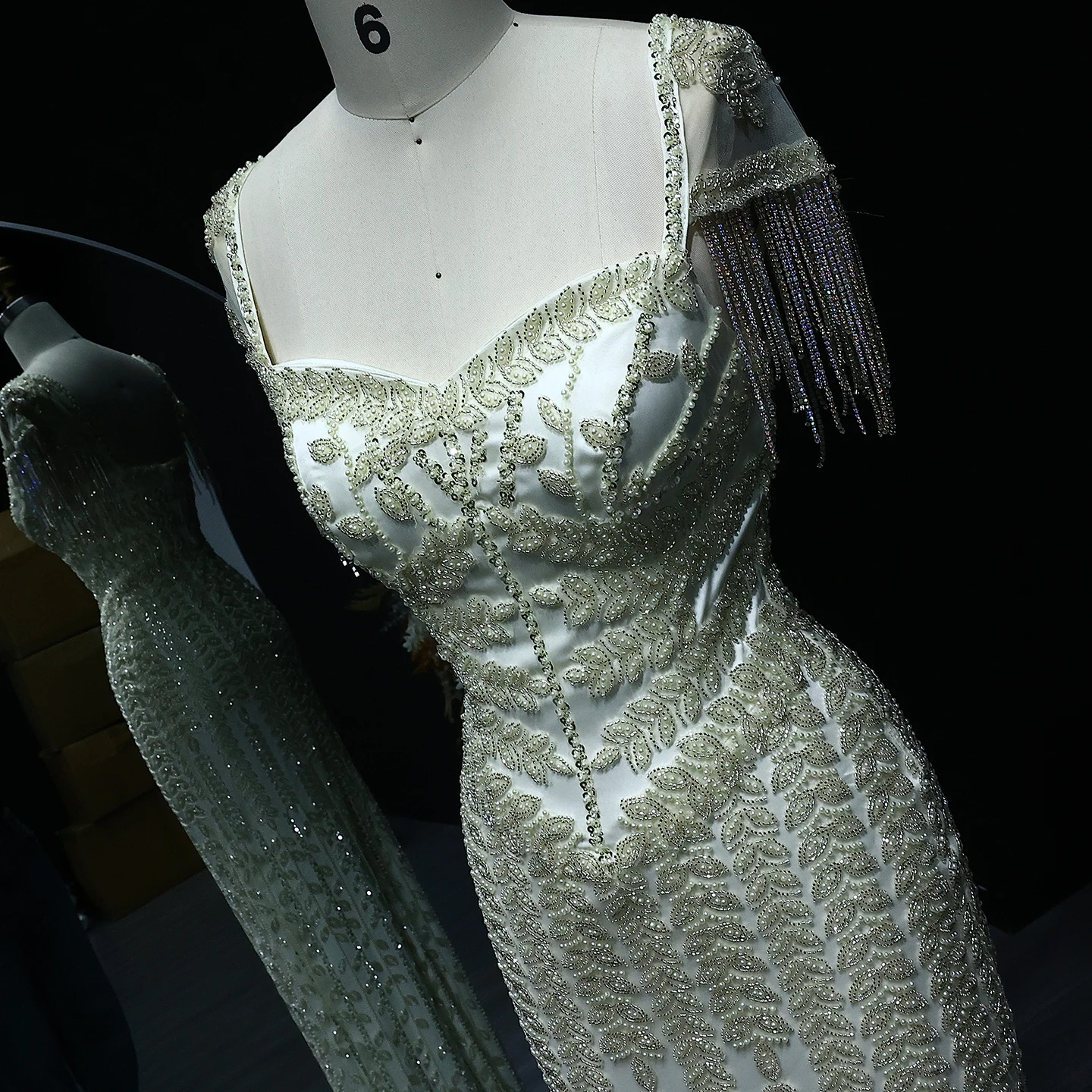 Sharon Said Saudi-Arabisches Luxus-Abendkleid mit Quasten in Rosa für Damen, Hochzeit, formelle Partykleider SS712, maßgeschneidert – Detail 11