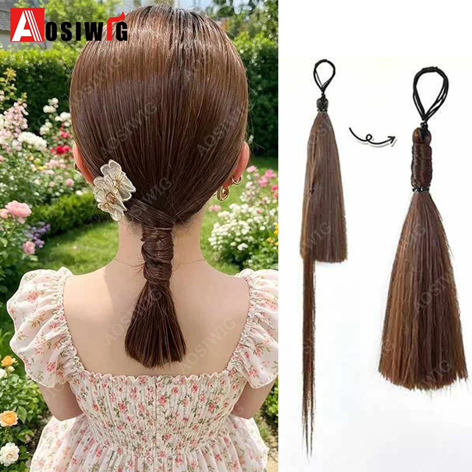 Wrap Around Twist Ponytail Extension DIY Self Wrap Synthetic Fake Ponytail With Elastic Hair Tie Natural Twisted Low Ponytail Ha