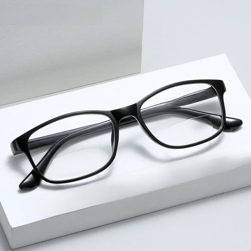 ElmainLunettes de lecture bifocales à la mode, lunettes de vision de loin et de près, monture noire, blocage de la lumière bleue, lunettes de protection des yeux