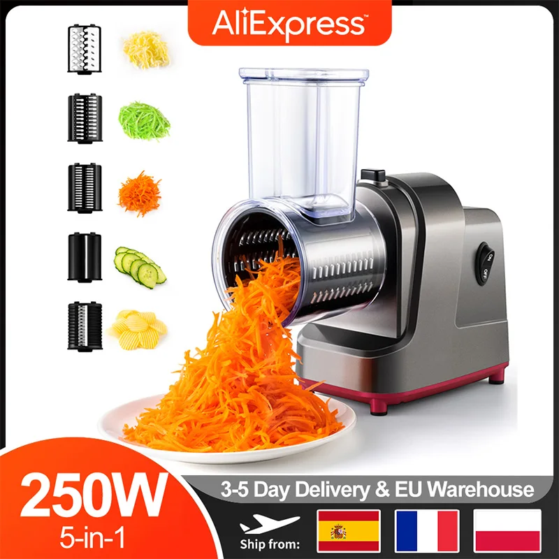 5-In-1 Electric Cheese Slicer, 250W Professional Electric Slicer, fair For Fruit, vegtable, Salad Machine Baby Food