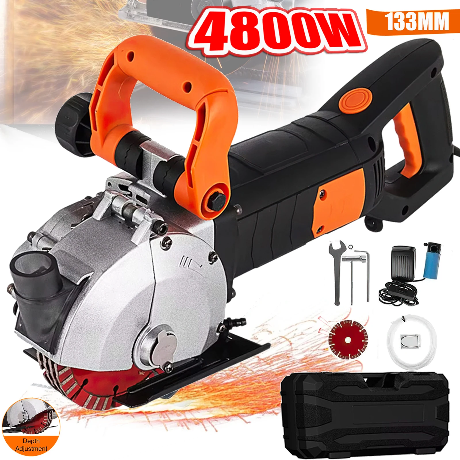 133mm Electric Wall Chaser Seamless Groove Cutting Machine Max Load 4KW 4.8KW Steel Concrete Circular Saw Slotter 220VPower Tool