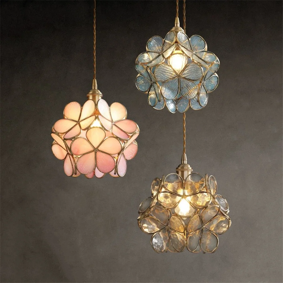 Moderne Bloem Glas Hanglamp Nordic Messing Hanger Verlichting Armatuur Thuis Indoor Eetkamer/Gang Opknoping Licht/Lamp e27 - afbeelding 2