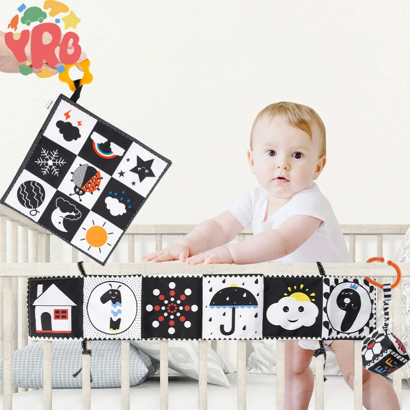 Black and White High Contrast Toys Soft Book for Baby Educational Toys Activity Bed Cloth Book Crib Toys for Newborn 0 12 Months