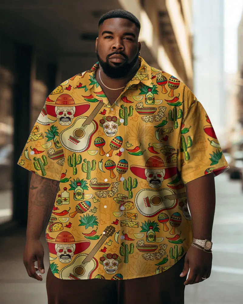 Biggmans （L-9XL）For Men's Plus Size Tropical Print Beach Short Sleeve Hawaiian Shirt