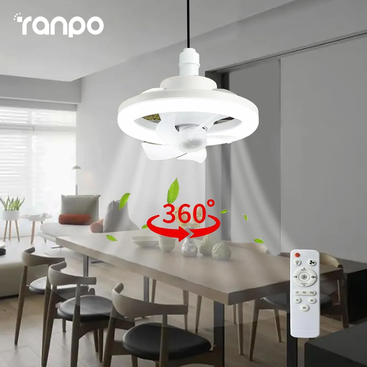 Imagem -04 - Ventilador de Teto Rotativo 360 ° com Luzes E27 Controle Remoto Rgb Vento de Três Níveis Velocidade para Quarto Sala Pequena Cozinha ca 85265v