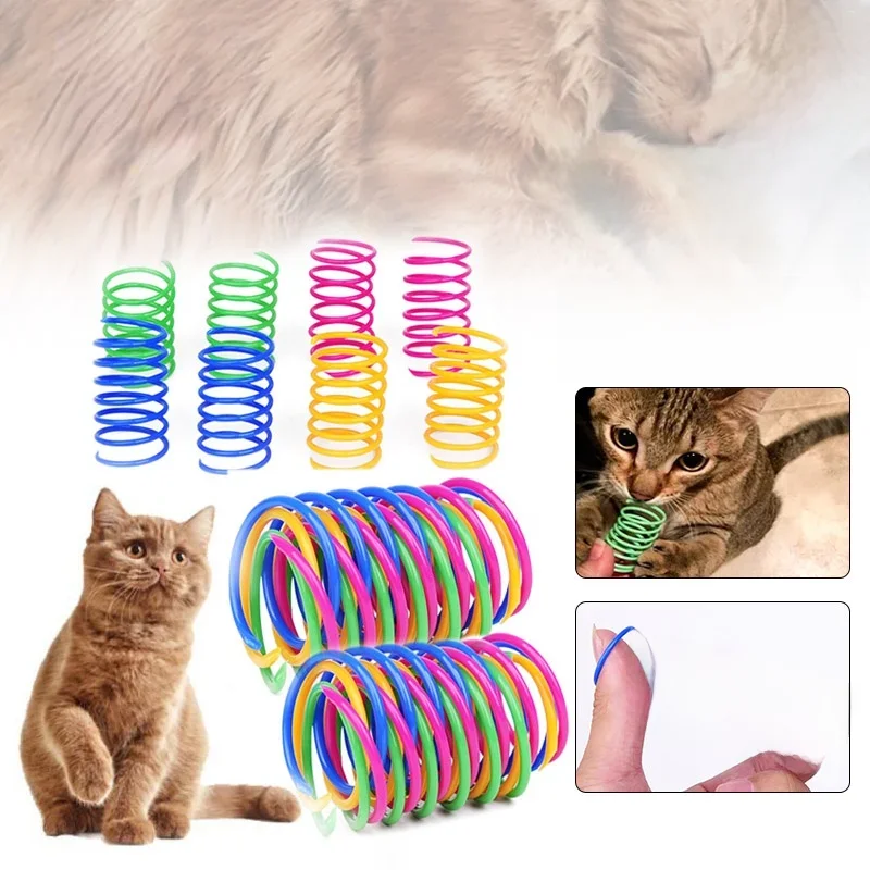 Bobine de chaton ressorts en spirale jouets pour chat jauge interactive jouet de printemps pour chat ressorts colorés jouet pour animaux de compagnie produits pour animaux de compagnie