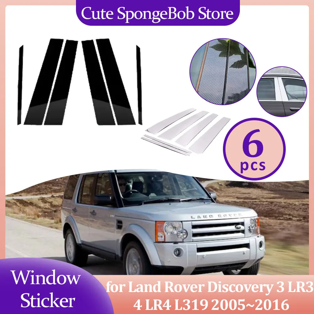 Car Door Window Trim Cover for Land Rover Discovery 3 LR3 4 LR4 L319 2005~2016 Carbon Fiber Sticker Pillar Post Decal Accessorie