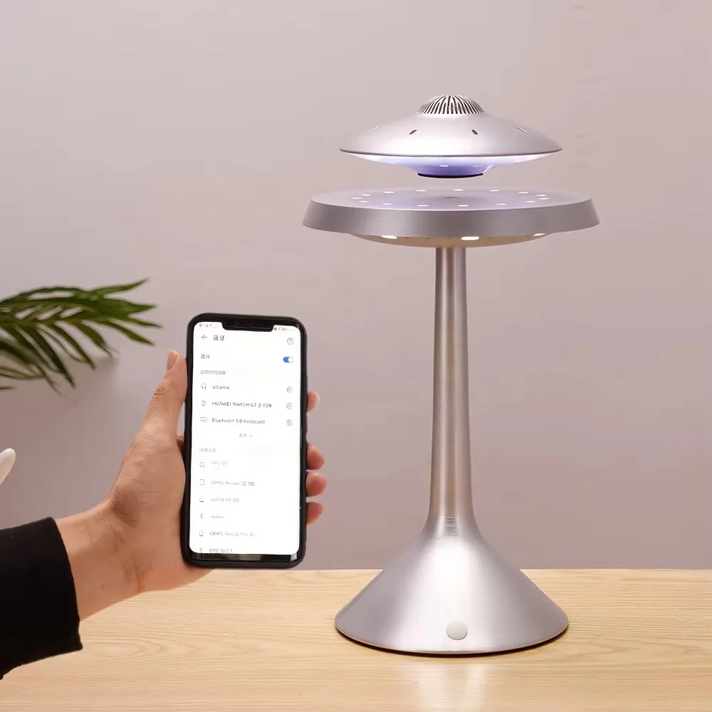 Levitating speaker LampHD Sound UFO Design RGB LED Bluetooth Portable Stereo Wireless Magnetic Levitation Floating Music Speaker