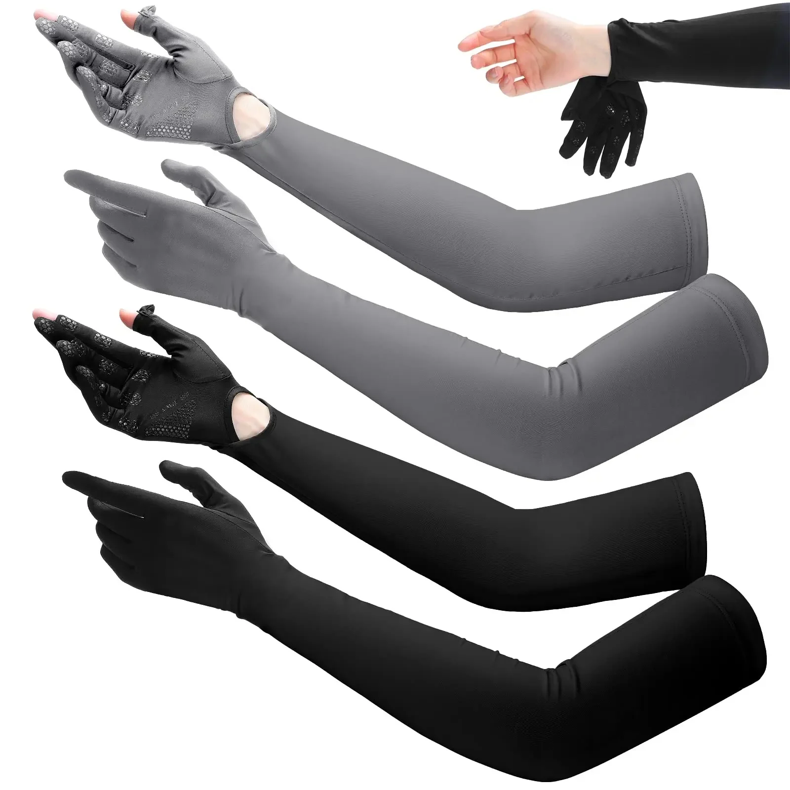 AliExpress Summer UV Resistant Sleeves, Men's and Women's Elastic Long Sleeved Sun Protection Gloves, Ideal Choice for Pull Closure Cycling