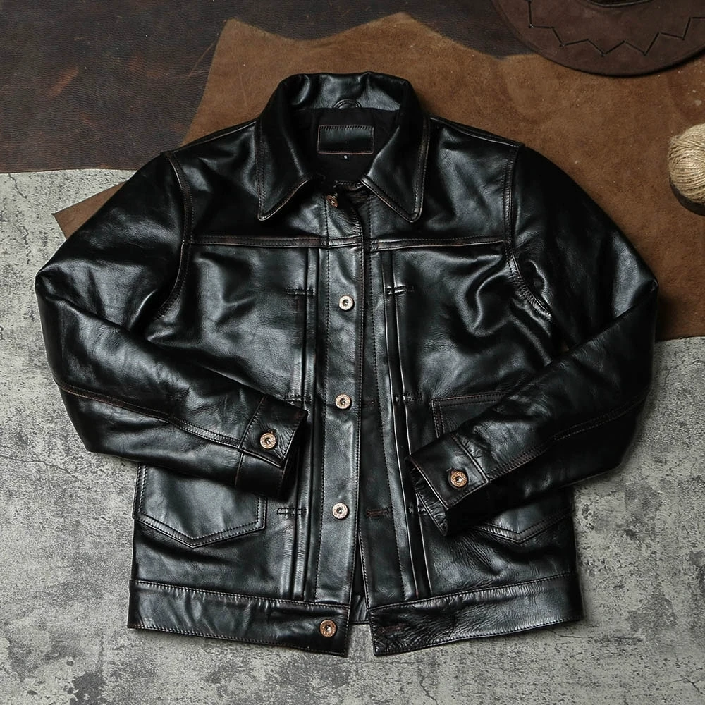 

DSH598 Asian Slim Size Super Top Quality Genuine Japan Horse Leather Classic Durable Horsehide Stylish G9 Jacket