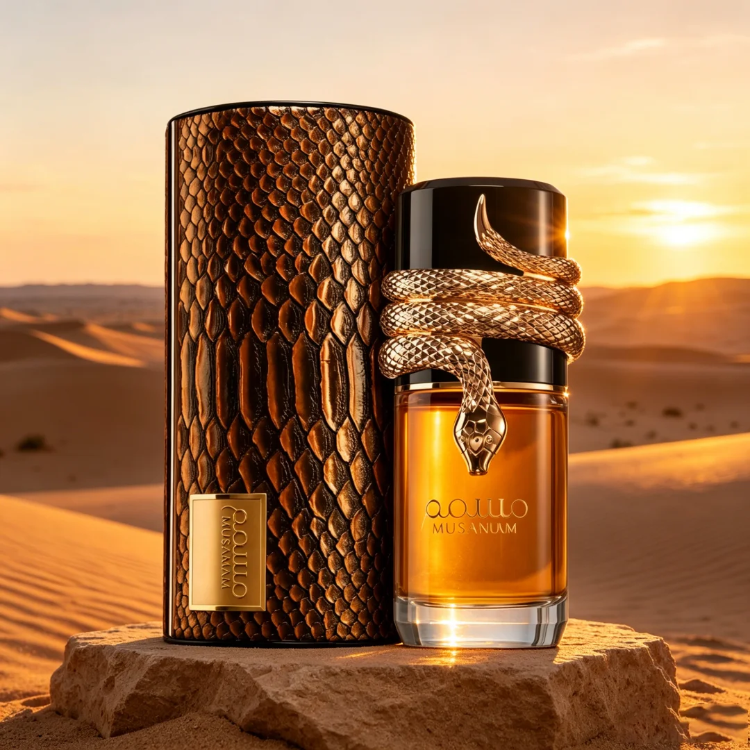 Perfume Luxuoso 100ml, Design Exclusivo de Cobra Dourada, Fragrância Cremosa Amadeirada, Presente Perfeito 100ML