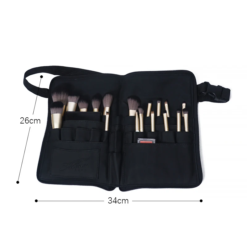 Artist Makeup Brush Waist Bag Foldable Makeup Brushes Holder Organizer PU Cosmetic Pack Professional Make Up Bags Belt Strap