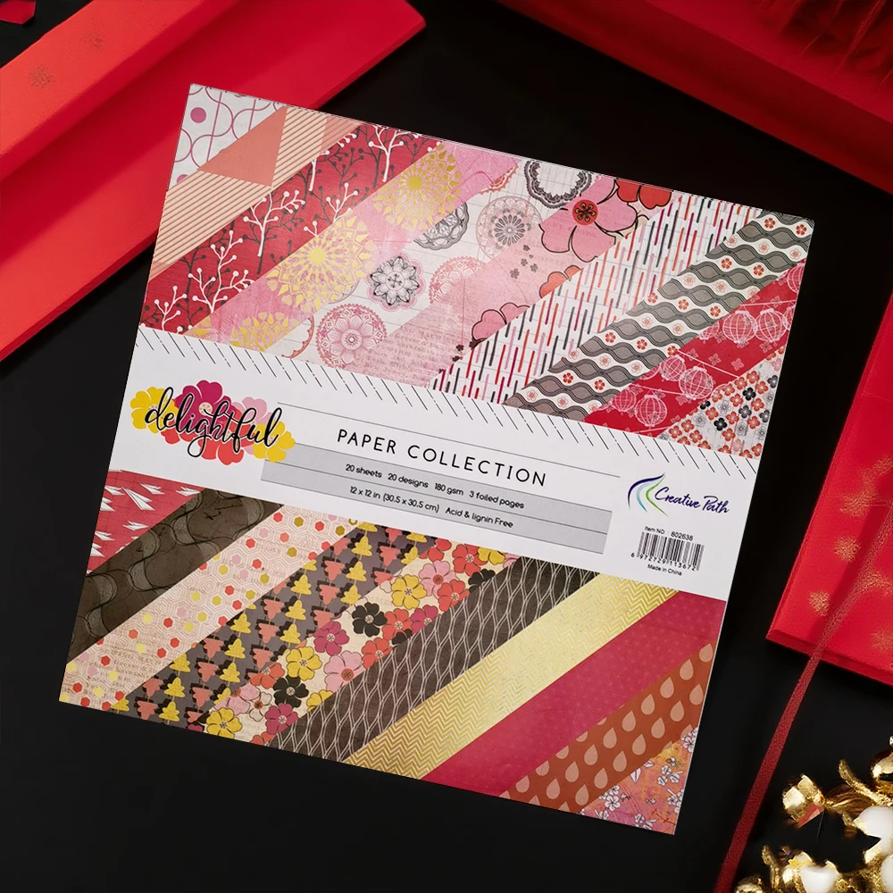 

Creative Path 12 Inch Scrapbooking Designer Papers Craft Materials Journaling Cardmaking Decoration DIY 20 Sheets 305x305mm