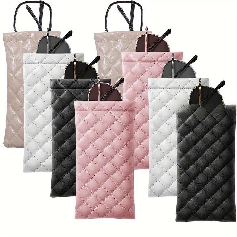 Étui à lunettes de soleil souple, étui à lunettes pour femmes, pochette à presser en cuir PU, pochette à lunettes Portable, manches pour lunettes de soleil