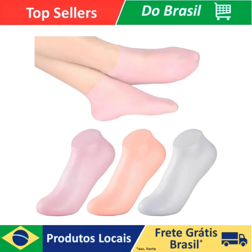 Par de Meia de Silicone para Pés Anti-Rachaduras Removedor De Pele Morta