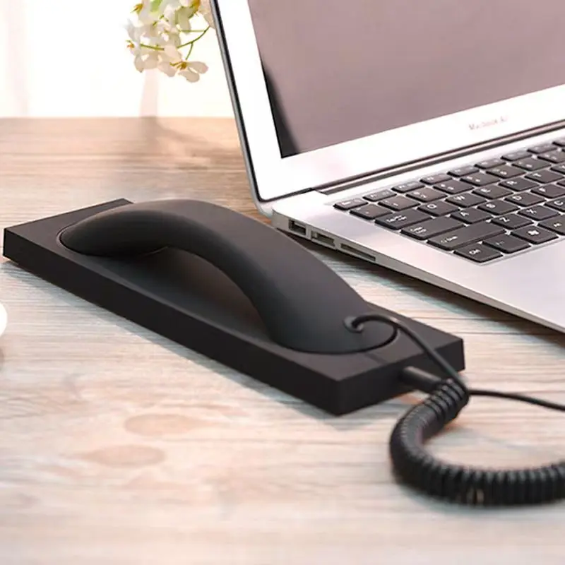 Adult Home Office Vintage Desk Landline Phones Handset Retro Style Microphone for Mobile PC Speakerphones with Noise Reduction
