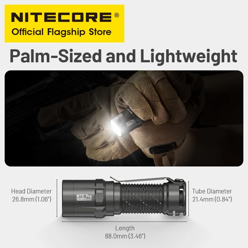 NITECORE MT1C Pro Compact Tactical Flashlight 1000 Lumens EDC Pocket Flashlight Torch, 18350 USB-C Rechargeable Li-ion Battery