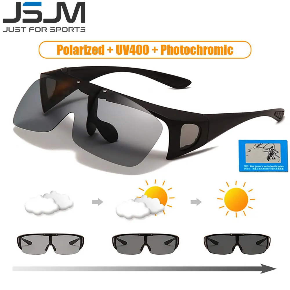 JSJM 2023 Classic Flip Up Polarized Sunglasses Men Photochromic Driving Fishing Sun Glasses Night Vision Driving Eyewear Gafas