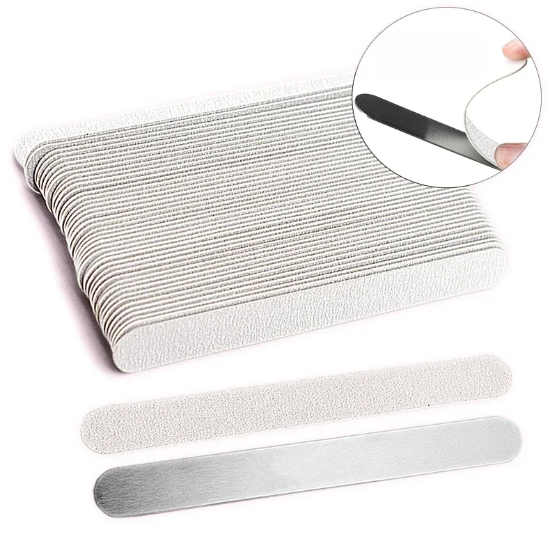 50 Stücke/100 Stücke Grau Abnehmbare Pads Mit Metallgriff Ersatz Schleifpapier Nagelfeile 100/180 Für Maniküre Schwielen entferner Puffer