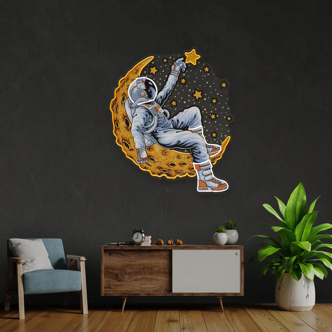 Astronauts Neon Sign Custom Personalized Birthday Gift for Kids Teens Bedroom Home Living Room Above Bed Cool Printed Bar Sign