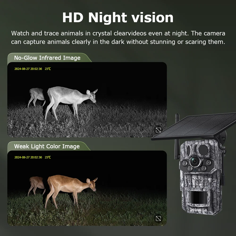 SECTEC 4G 2K 3MP AI PIR Motion Activated Trigger Time Night Vision IP66 Hunting Trail Wildlife Battery Solar Camera Forest