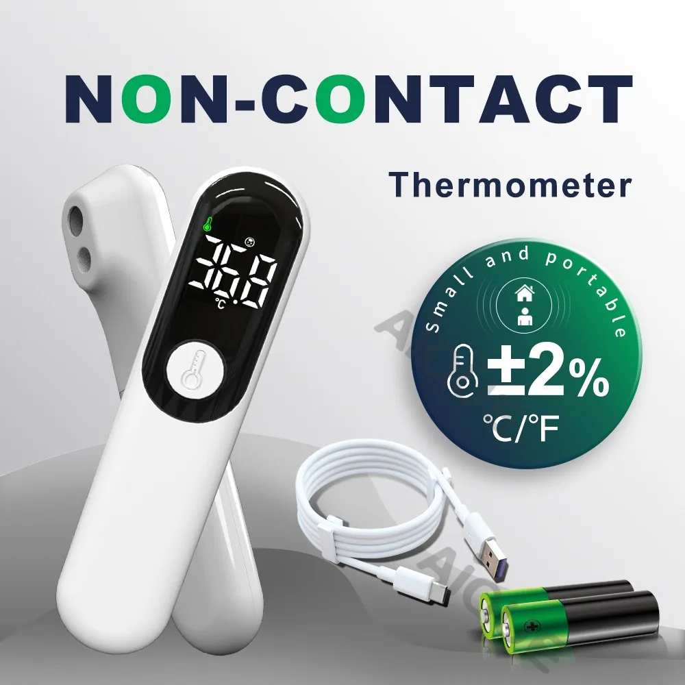 Non Contact Infrared Forehead Thermometer for Adults Kids Baby, 1 Second Fast Reading, Large LED Display, Silent Night Mode, °C/°F Switch, Rechargeable Li-ion Battery, 15-55mm Measuring Distance, Compact Digital Temperature Meter for Home Travel
