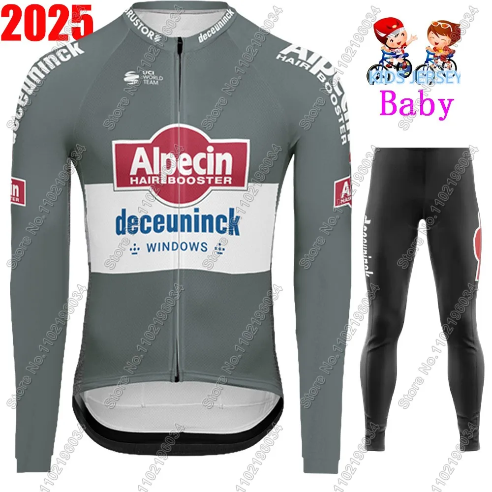 Kids Alpecin Deceuninck Team 2025 Cycling Jersey Set Boys and Girls Netherlands Clothing Long Sleeve Cycling Road Bike Shirt