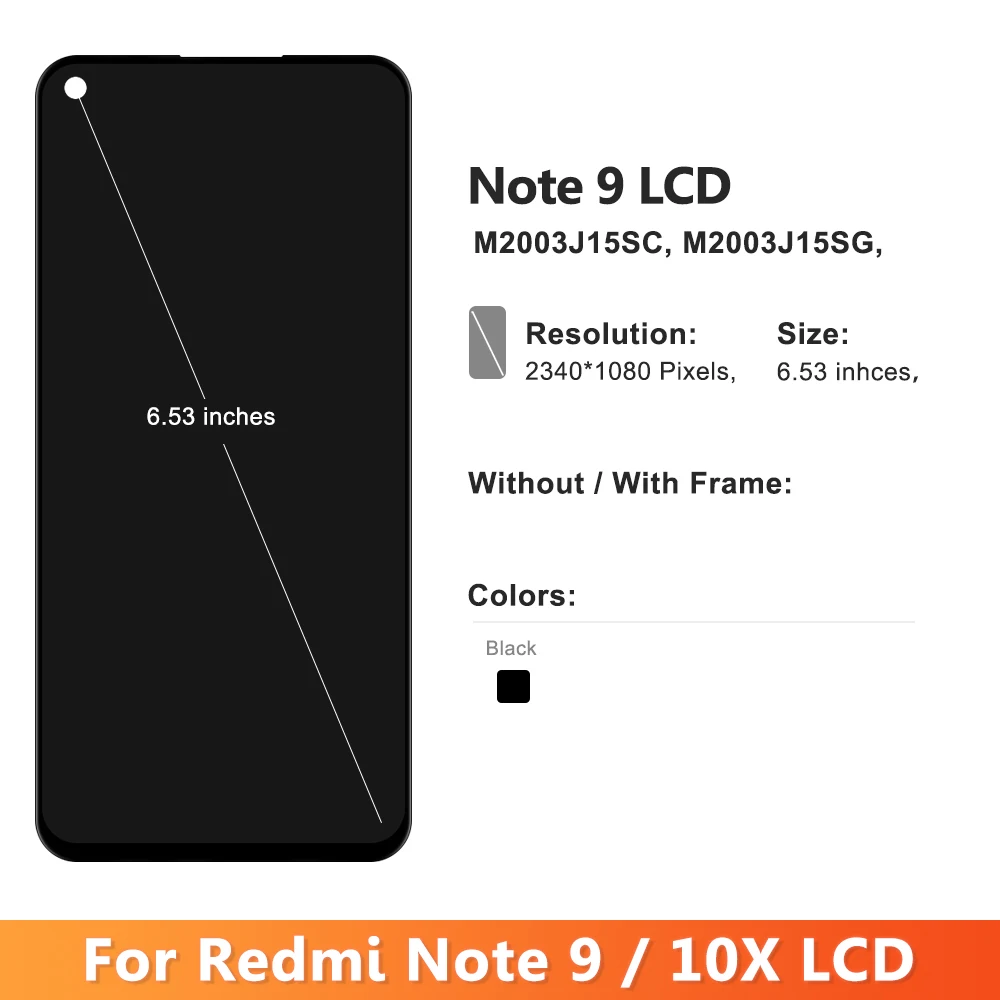 6.53'' Display For Redmi note 9 LCD Display Touch Screen Digitizer Assembly For Redmi 10X 4G LCD For Redmi note 9 Lcd Screen