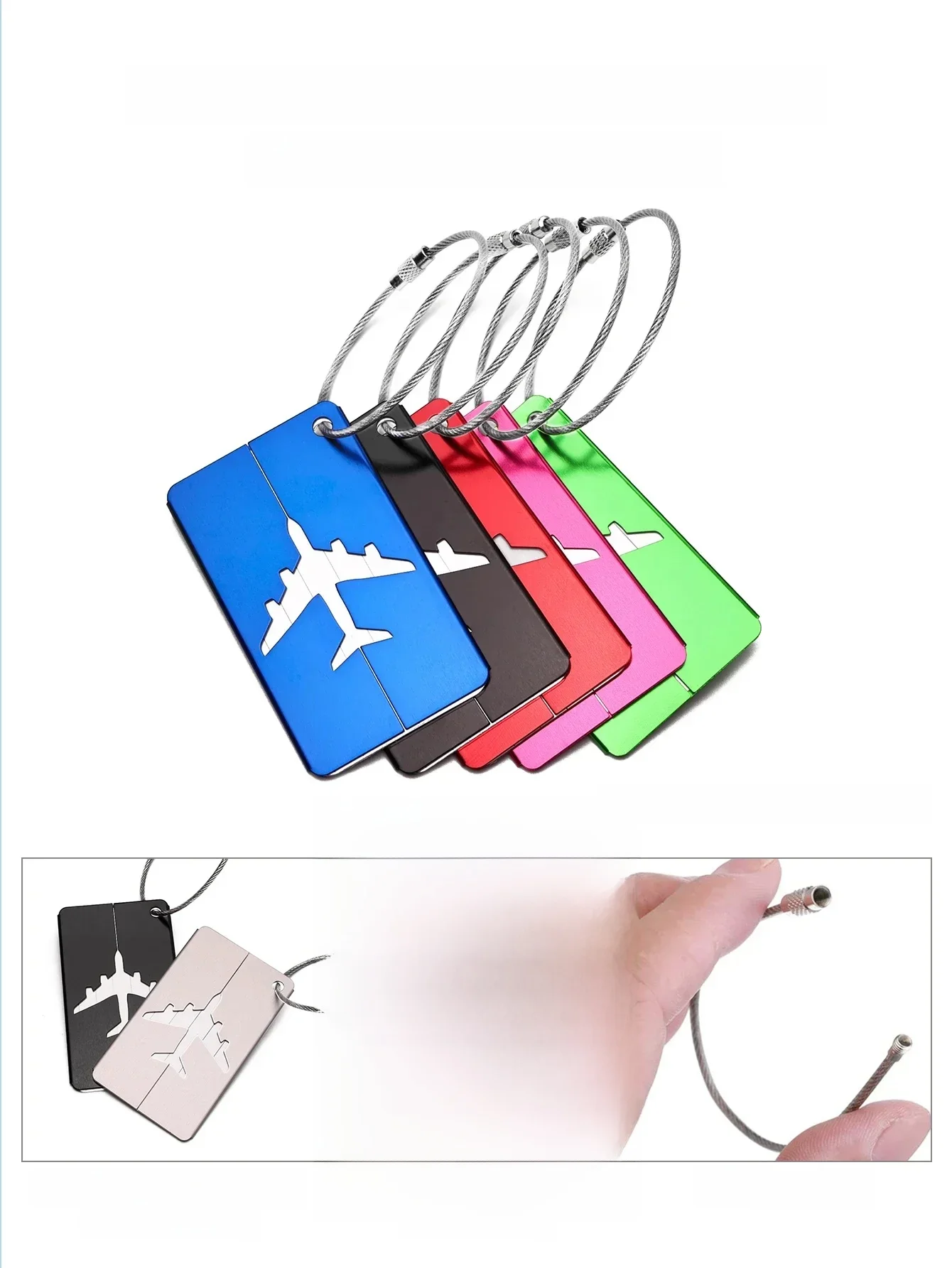 1/10 sztuk Premium aluminiowa identyfikator podróżny trwała identyfikacja bagażu wizytownik stylowa przenośna torba na przywieszkę do bagażu — zdjęcie 2