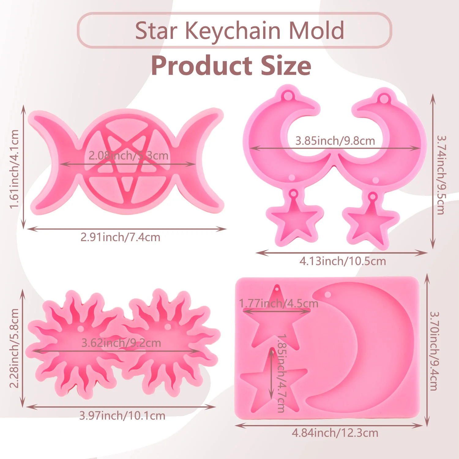 Moon Stars Sun Silicone Keychain Resin Mold Women Earring MoldsDIY Jewelry Crafts Making Keychains Necklace Pendant Mould