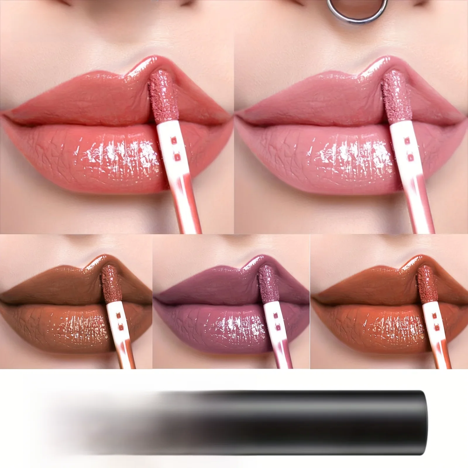 Rouge à lèvres liquide crème au beurre, Non collant, hydratant, pigment élevé pour le maquillage des lèvres Sexy rouge nu, cosmétique