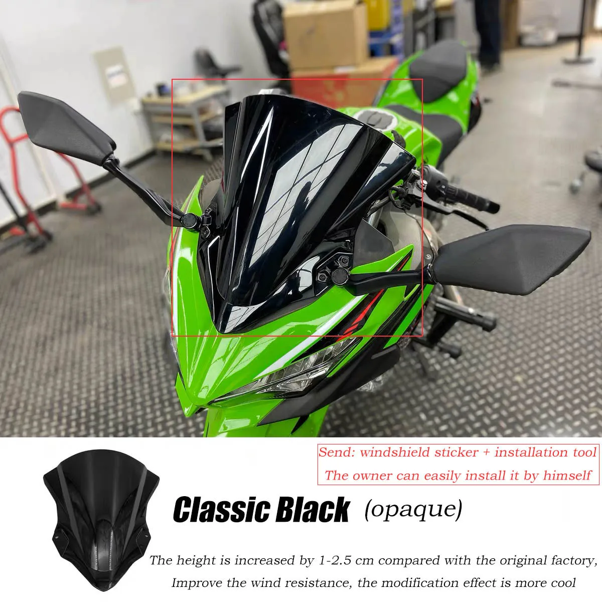 

For Kawasaki ninja 400 ninja400 Motorcycle windshield deflector transparent windshield heighten thickened front windshield