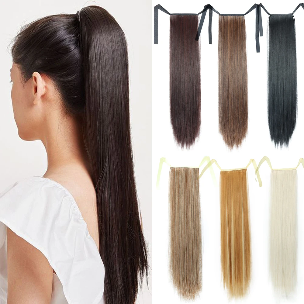 

Synthetic Hair Extensions 22-32" Ponytail In Straight Hairpiece With Hairpins Synthetic Ponytail Hair Extensions For Women