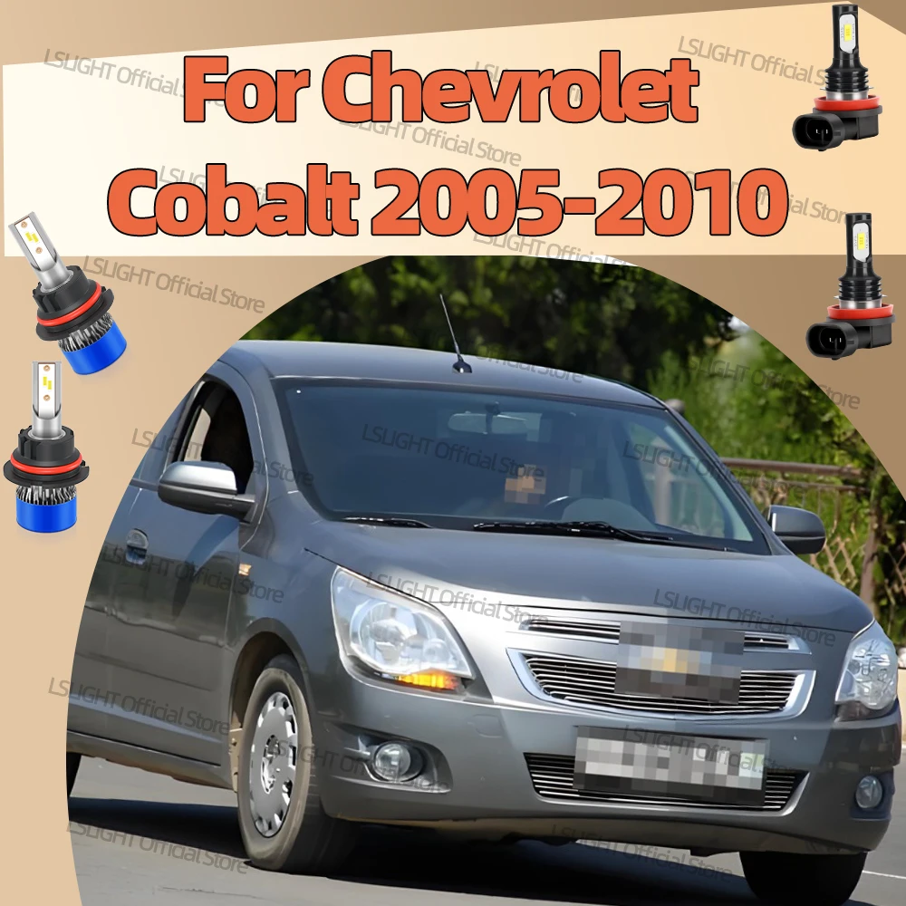 2/4x LED Headlight Fog Lamps 12V High Power Bulbs For Chevy Cobalt 2005 2006 2007 2008 2009 2010 Ultra Bright White 6000K