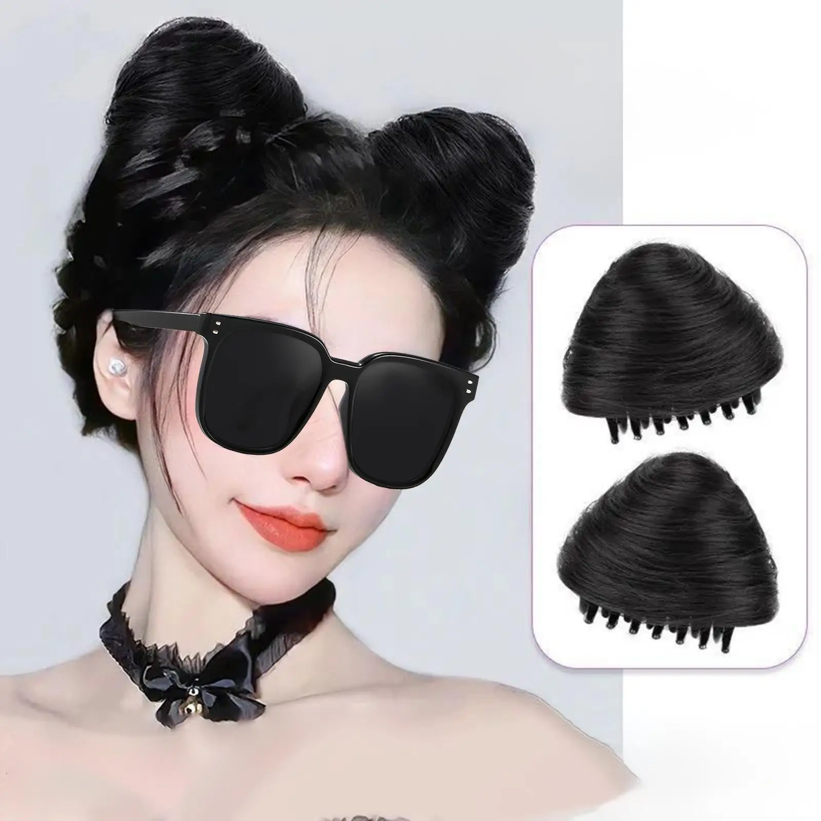 

Glitter Space Buns Hair Pieces Thick Synthetic Braid Headdress for Performances Cosplay Events Halloween Costumes Retro Themed