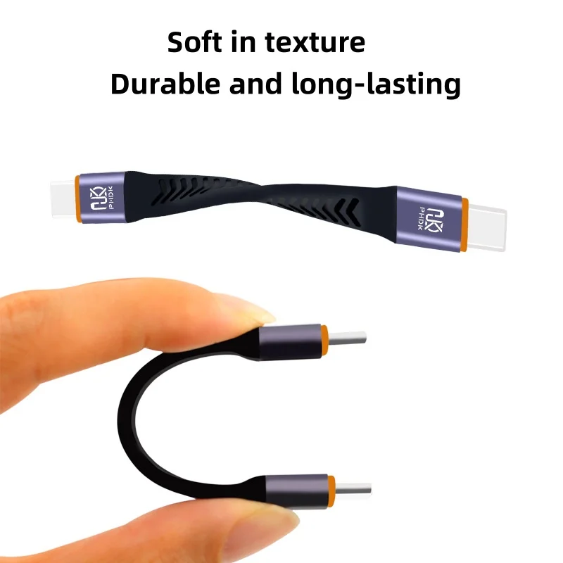 USB 3.2 Gen 2 Type-C Male to Female Adapter Cable 40Gbps High-Speed Transfer Fast Charging Screen Mirroring Soft Flat