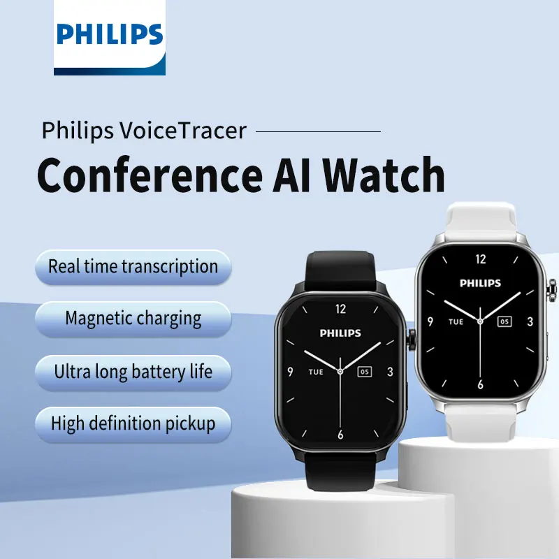 Philips AI Smartwatch Bluetooth Call Full Touch Screen Smart Watches With Voice Recording