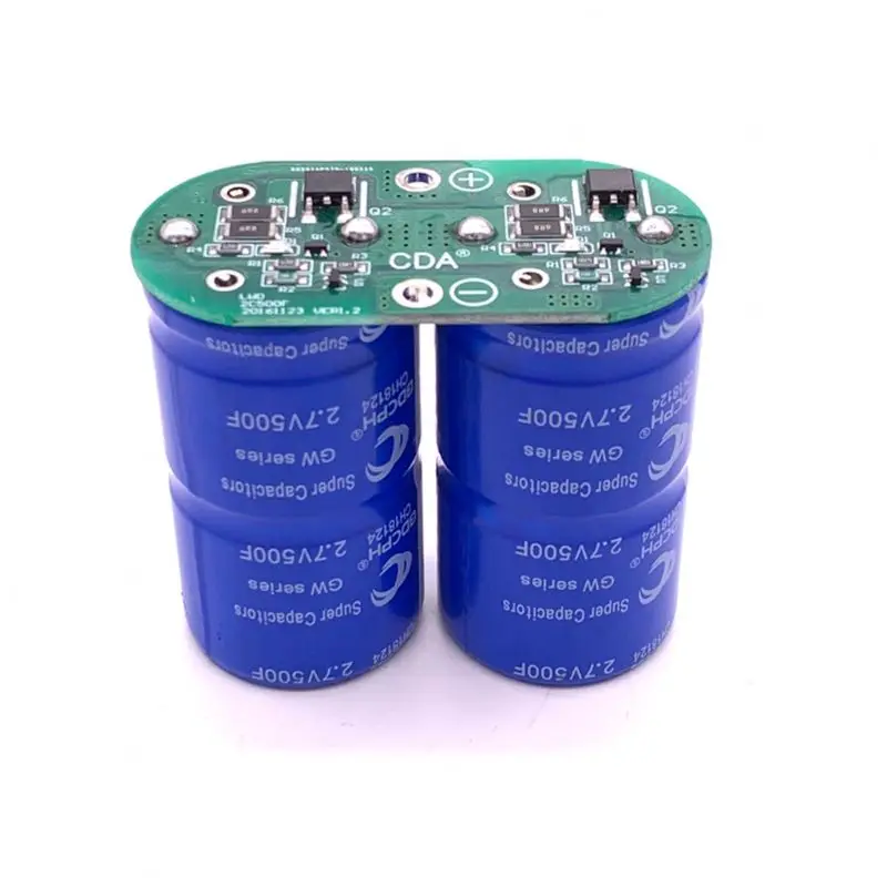 Imagem -02 - Super Farad Capacitor com Single Row Protection Board Freqüência Baixo Ultracapacitor 2.7v 500f 5.4v 250f Pcs