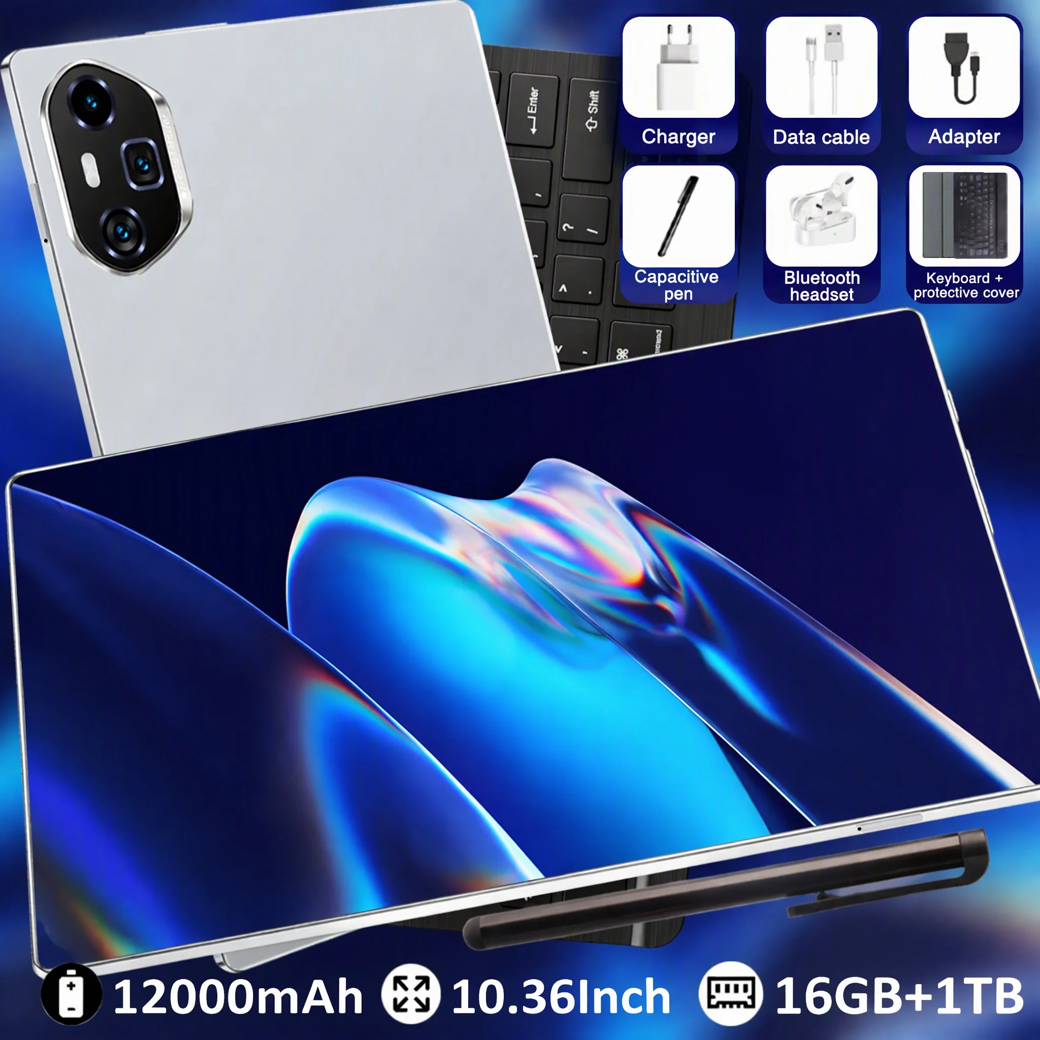Nueva tableta Android 2026 con pantalla de 10,36 pulgadas, versión global, batería de larga duración de 12000 mAh, potente chip de 10